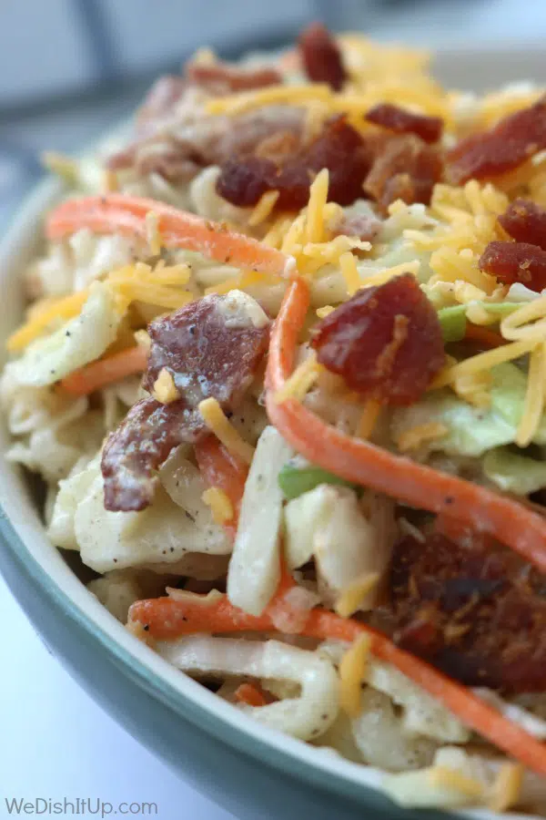 Loaded coleslaw in a bowl