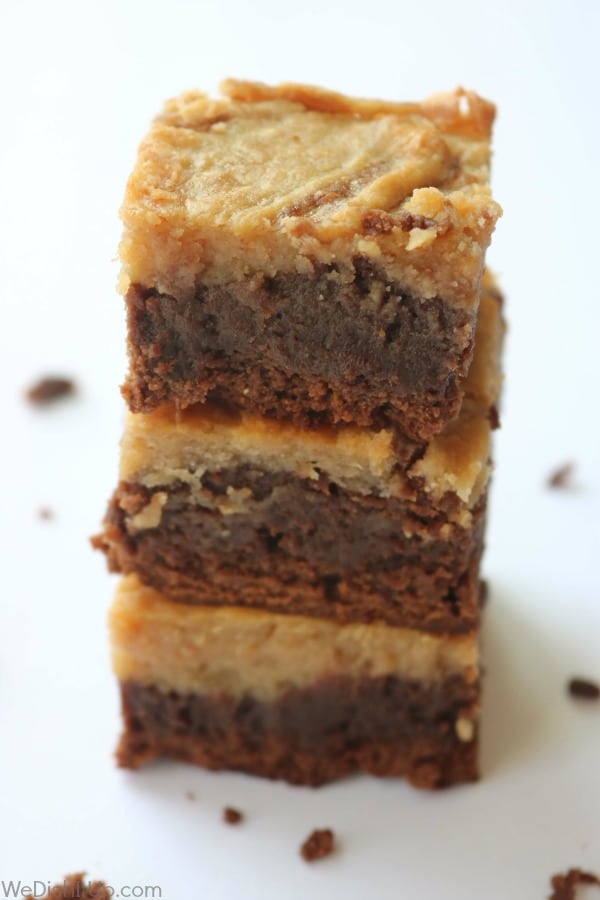 Peanut Butter Cheesecake Brownies -stacked
