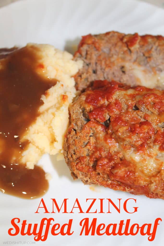 amazing stuffed meatloaf on plate