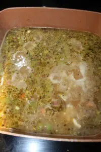 chicken noodle in pan 