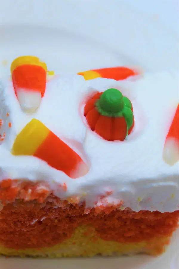 Easy Candy Corn Poke Cake 