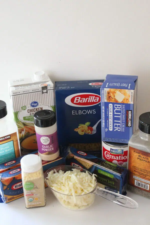 Ingredients for mac and cheese