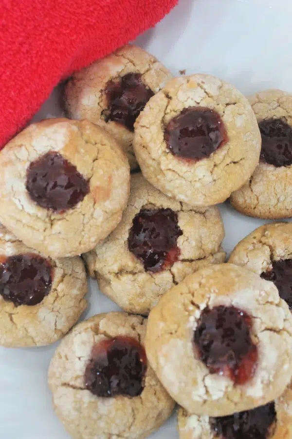 Peanut Butter and Jelly Thumb Print Cookies