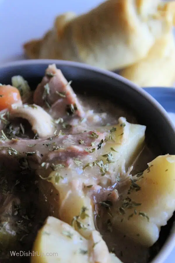 Stew in Bowl with Roll