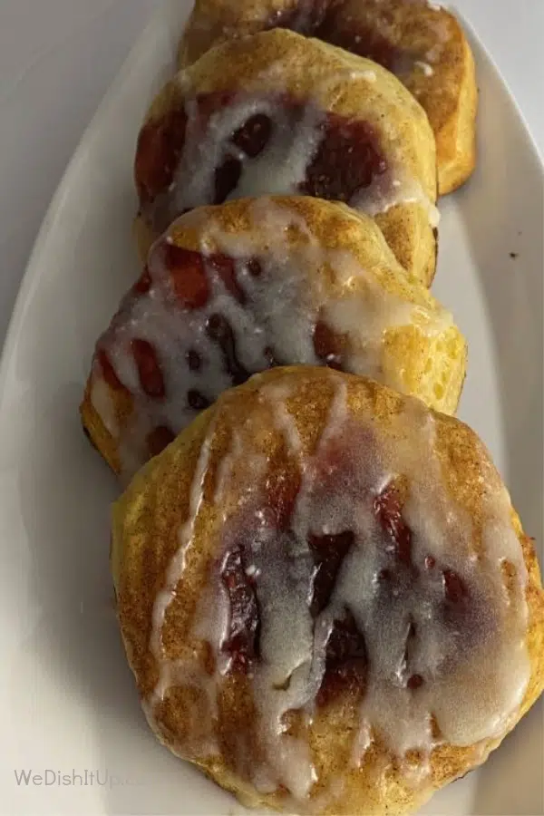 3 Raspberry Danishes on plate