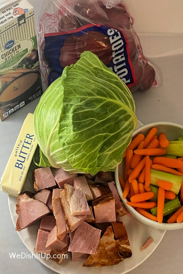 Ham and Cabbage Ingredients