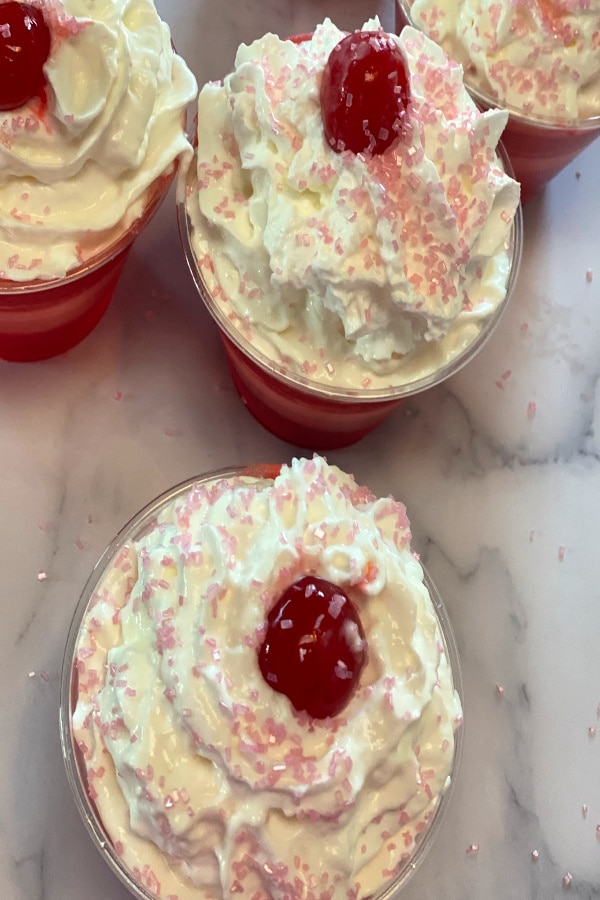 Strawberry Layered Jello Top View