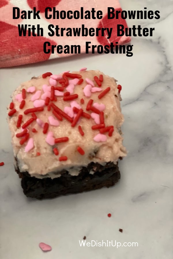 Dark Chocolate Brownies With Strawberry Butter Cream Frosting 