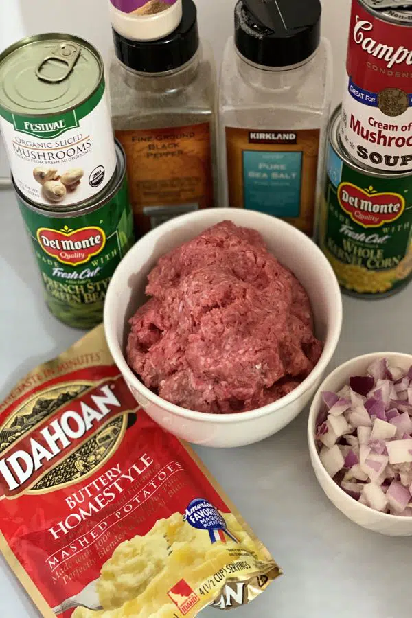 Ingredients for Shepherds pie