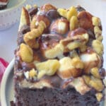 Rocky Road Poke Cake on Plate