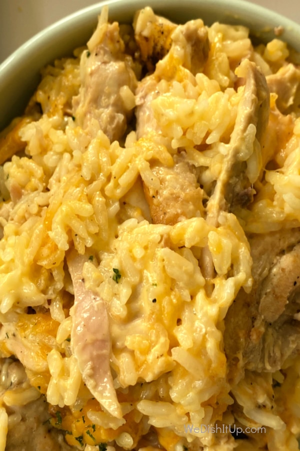 Cheesy Rice and Chicken in Bowl