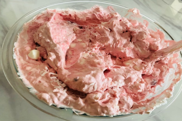 The Best Cherry Pineapple Coconut Fluff Folding Everything Together