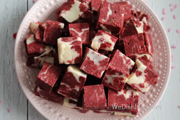 Red Velvet Fudge on Plate 