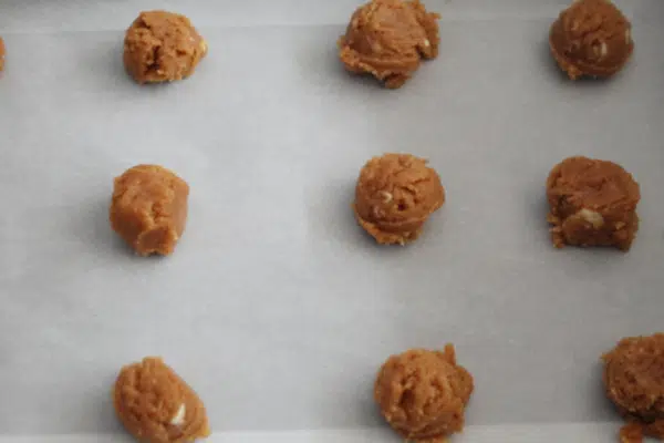 Cookies going in the oven