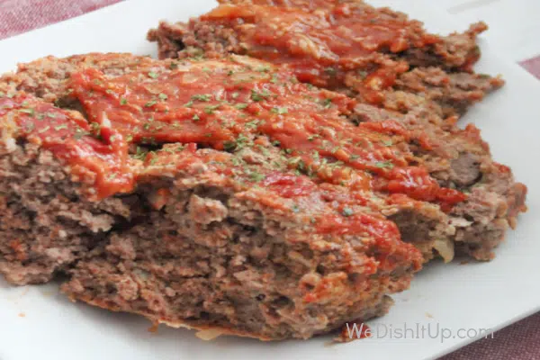 Crockpot Meatloaf Served on Plate 