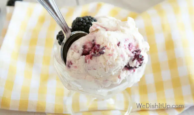 Ice Cream in Dish with Spoon