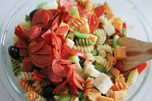 Stirring Pasta Salad