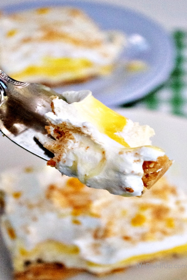 No-Bake Lemon Lush on Fork