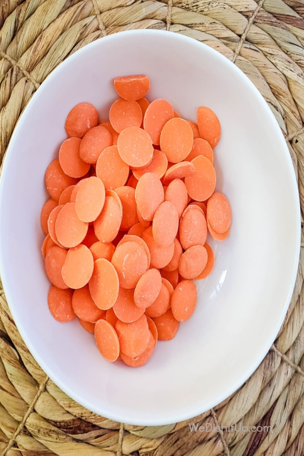 orange candy melts in bowl