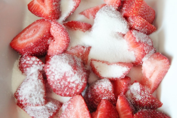 Strawberries and sugar for margaritas