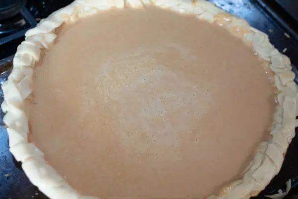 Pie going in the oven