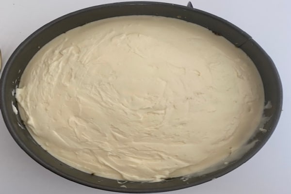 Cheesecake in process.
