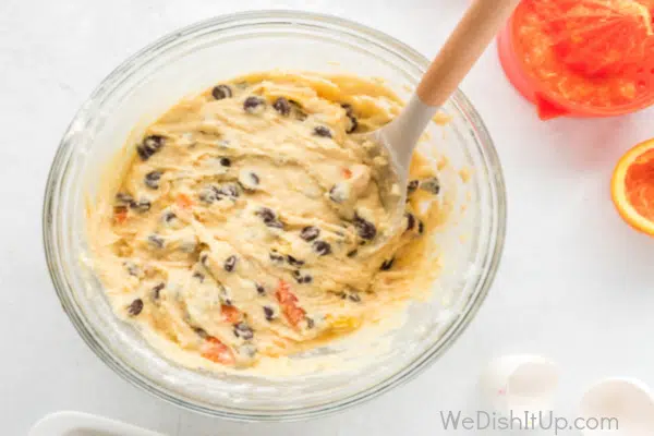 Muffin batter in bowl