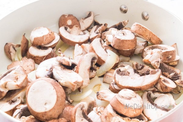 Mushrooms and Onions in Pan 