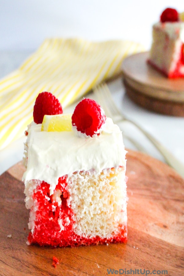 Lemon Raspberry Poke Cake